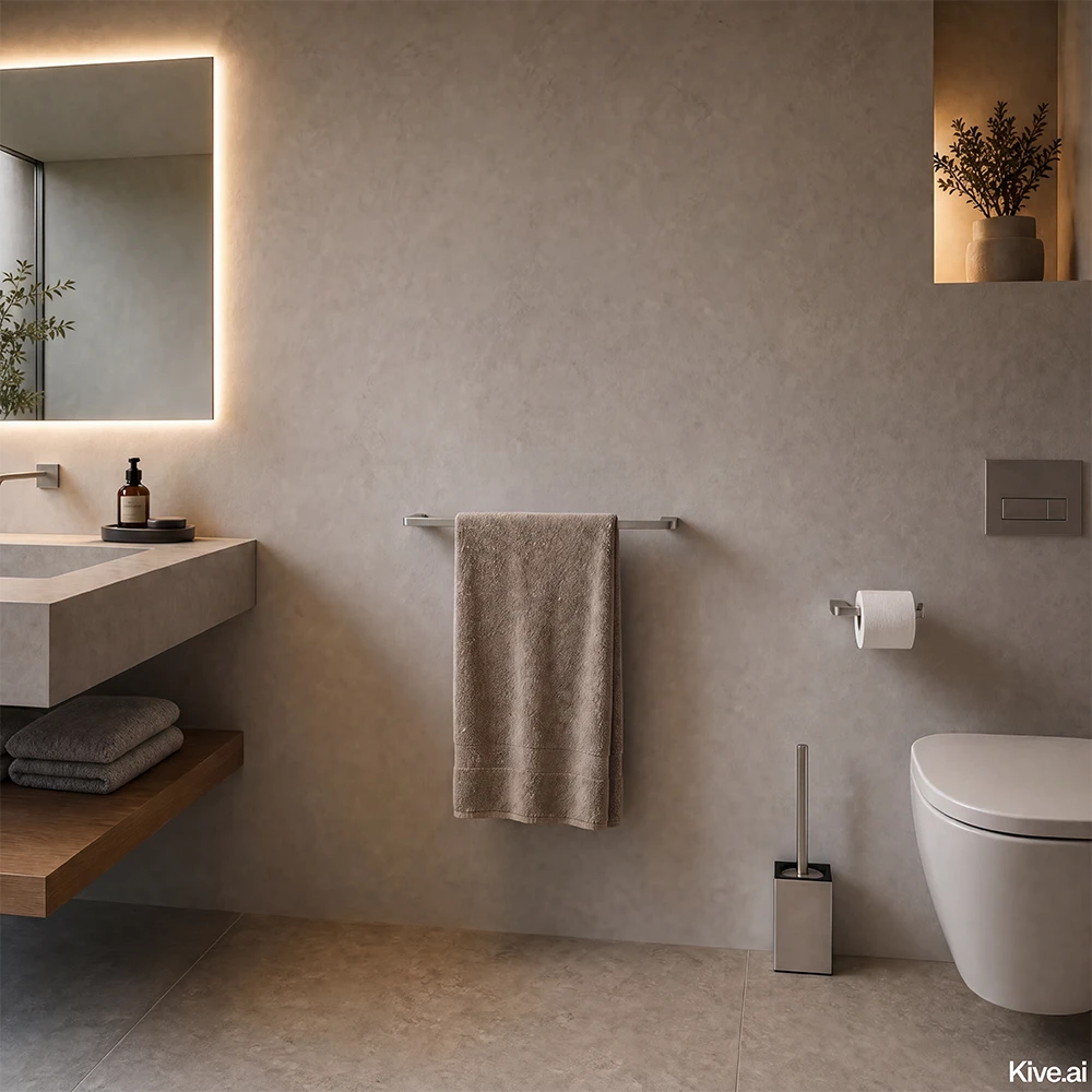 Modern bathroom with minimalist design.
